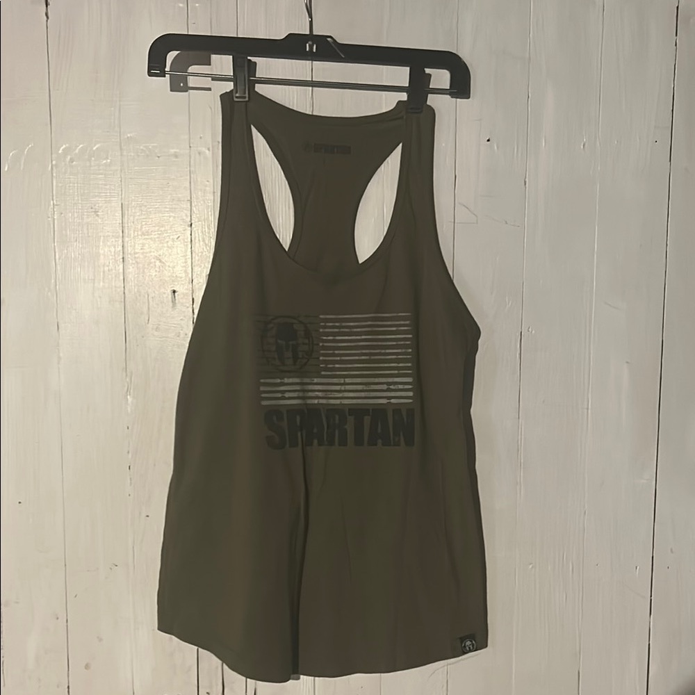 Olive Green Sleeveless Tank Top with Racerback